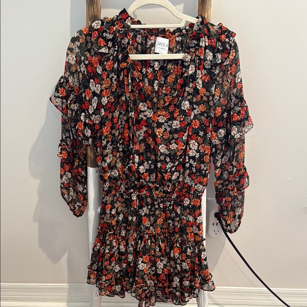 Misa Los Angeles Floral Black Top